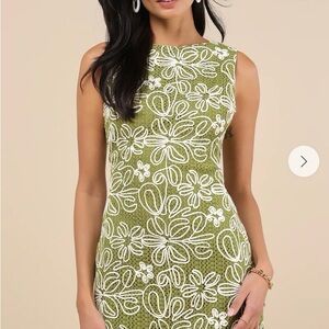 Lulu's Green and White Floral Mini Dress